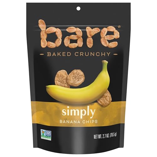 Bare Baked Crunchy Banana Chips, Simply Banana, Gluten Free, 2.7 oz Bag