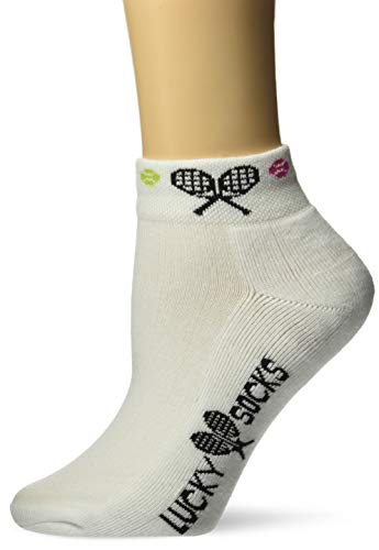 K. Bell Womens Fun Sport & Drink Low Cut - 1 Pairs Cool Cute Novelty No Show Gifts Casual Sock, Lucky Tennis Raquet (White), 4-10 US