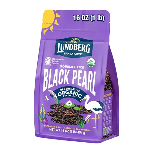 Lundberg Black Pearl Rice, Regenerative Organic Certified – Full-Bodied Black Rice, Responsibly Grown in California, 16 Oz