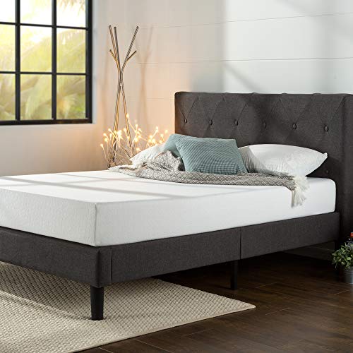 Zinus Shalini Upholstered Platform Bed Frame Queen Dark Grey