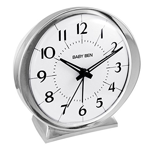 Westclox Classic Baby Ben Alarm Clock - Authentic 1964 Design, Reliable Beep White Alarm Clock, Battery Operated, Metal 