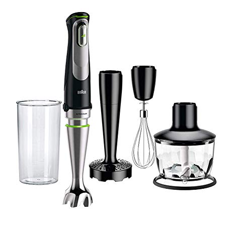 Braun 4-in-1 Immersion Hand Blender, Powerful 700W Stainless Steel Stick Blender, Variable Speed + 2-Cup Food Processor