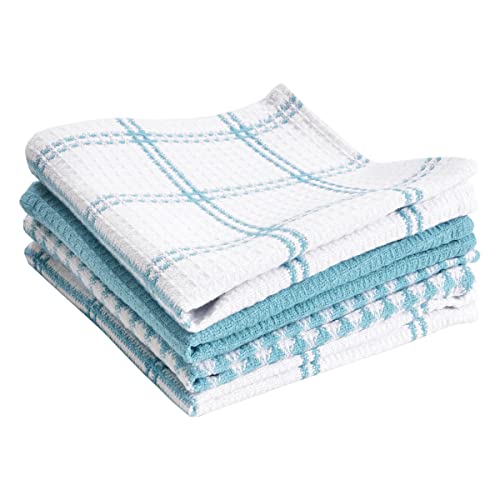 T-Fal Premium Waffle Dish Cloths: Highly Absorbent, Super Soft Long Lasting - 100% Cotton, 12"x13" Flat Waffle Dish Towel for Cleaning & Drying Dishes, (4-Pack), Breeze