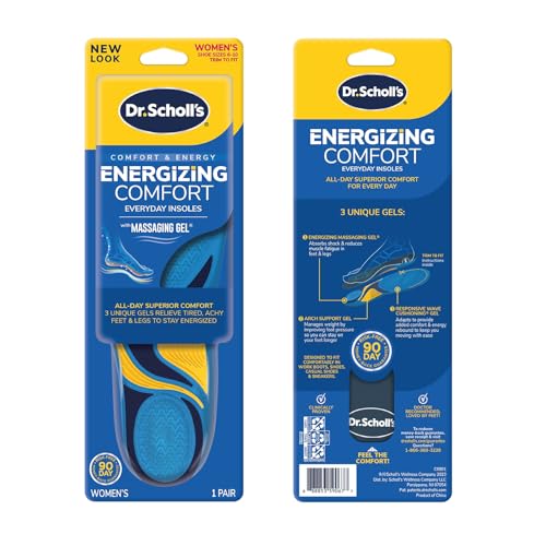 Dr. Scholl’s Energizing Comfort Women’s Everyday Insoles with Massaging Gel - Clinically Proven, All-Day Energy and Comfort Inserts with Patented Triple Gel Design - Shock Absorbing, Arch Support
