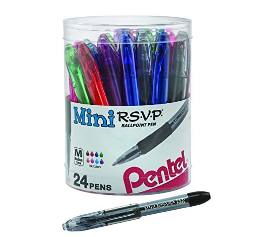 Pentel RSVP Mini Ballpoint Pen...lear Cylinder Pack (BK91MN24M
