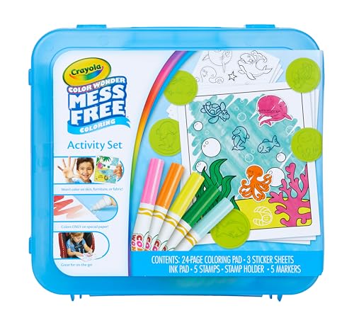 Crayola Color Wonder Mess Free Coloring Activity Set (30+ Pcs), Holiday for Toddlers, Travel Art Kit with Markers, Stamps, and Stickers, Ages 3+