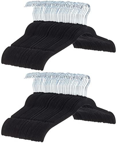 Amazon Basics Slim, Velvet, Non-Slip Shirt Clothes Hangers, Pack of 100, BlackJiang&amp;Rong 60 Pack Beige Velvet Hange