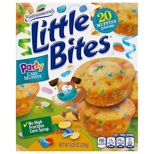 Entenmann's Little Bites Party Cake Muffins, Pouches of Mini Muffins, 8.25 Oz, 5 Count