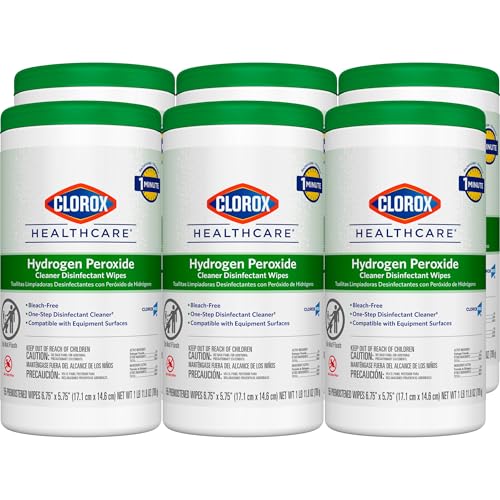 CLOROX Healthcare Hydrogen Peroxide Cleaner Disinfectant Wipes, 6.75" x 5.75", 155 Count, Pack of 6 (Package May Vary)