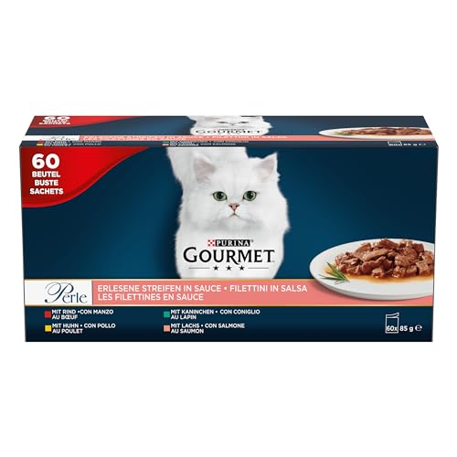 (-17%) Gourmet Perle Erlesene Streifen Katzenfutter nass, Sorten-Mix, 60er Pack (60 x 85g)