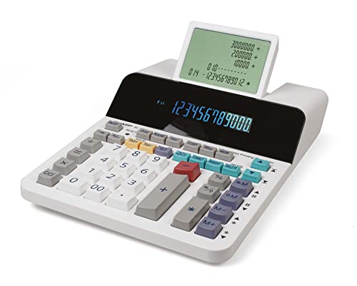 Sharp Paperless Printing Desk Calculator w/Check and Correct, Large 12-Digit LCD Primary Display, Printing Calculator/Adding Machine with Scrolling LCD Display Replacing Paper (EL-1901)