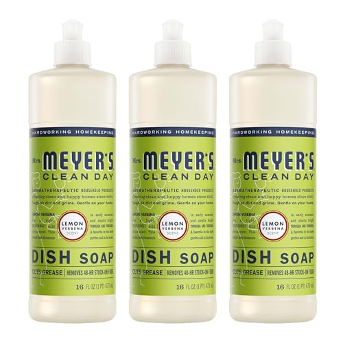 MRS. MEYER'S CLEAN DAY Liquid Dish Soap, Biodegradable Formula, Lemon Verbena, 16 fl. oz - Pack of 3