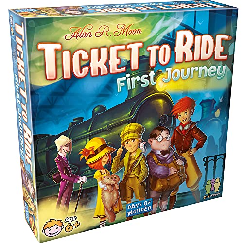 Asmodee Ticket to Ride First Journey Board Game - Fun and Easy for Young Explorers! Train Strategy Game, Family Game for Kids & Adults, Ages 6+, 2-4 Players, 15-30 Min Playtime