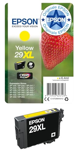 Epson 29XL Fraise Jaune, Cartouche d'encre d'origine XL Haute capacité, XP-235 XP-243 XP-245 XP-247 XP-255 XP-257 XP-332 XP-335 XP-342 XP-345 XP-352 XP-355 XP-432 XP-435 XP-442 XP-445 XP-452 XP-455