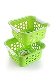 Nayasa Spotty Fruit Basket Set of 2 Small Fruit Basket for Kitchen Plastic Tokri for Vegetables Plastic Baskets for Vegetables No 1 Green
