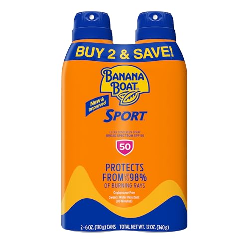 Banana Boat Sport Ultra SPF 50 Sunscreen Spray | Banana Boat Sunscreen Spray SPF 50, Water Resistant, Oxybenzone Free, S