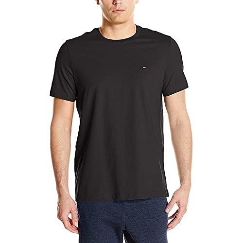 Tommy Hilfiger Mens Flag Crew Neck Tee Pajama Top, Black, Small US