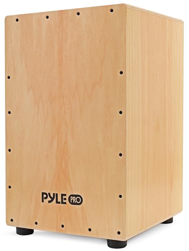 Pyle Jam Wooden Cajon Handcrafted Stringed Lightweight Percussion Box