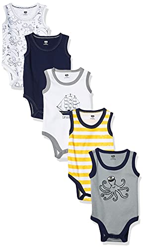 Hudson Baby Bodies unissex de algodão sem mangas para bebês, Sea Captain, 3-6 Meses