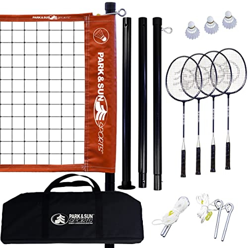 Park & Sun Sports Portable Outdoor Badminton Net System with Carrying Bag