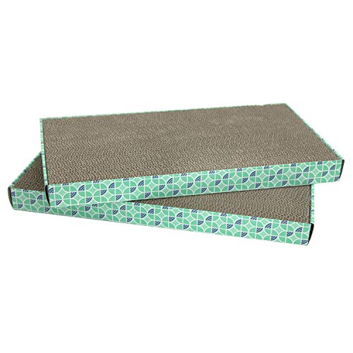 Kitty City Cat Scratcher– 2-Pack Durable Corrugated Cardboard Scratch Pads with Catnip – Double-Sided for Longer Use, Cat Claw Maintenance & Furniture Protection - Size: 10" x 18"