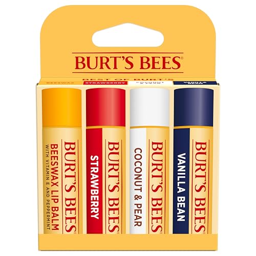 Burts Bees Lip Balm Beeswax Strawberry Coconut Pear Vanilla 4-Pack