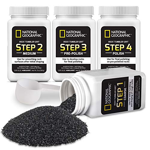 Blue Marble National Geographic Rock Tumbler Grit and Polish Refill Kit - Tumbling Grit Media, Polish Up to 20 lbs. of Rocks, Works with Any Rock Polisher, Rock Tumbler Supplies