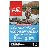 ORIJEN Grain Free WHOLEPREY Dry Cat Food Six Fish Recipe 4lb. Bag | 90% Animal Ingredients, Freeze Dried, Grain Free, Nutrients and Flavor Preserved, Biologically Appropriate
