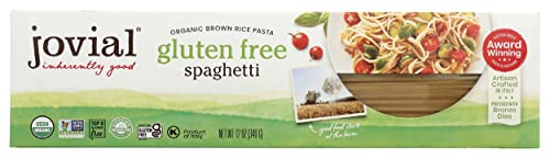 Jovial Gluten Free Brown Rice Pasta Organic - Award-Winning Taste & Texture, Non-GMO, Free of Top 8 Allergens, Vegan Brown Rice Noodles, Made in Italy - Gluten Free Spaghetti, 12 oz