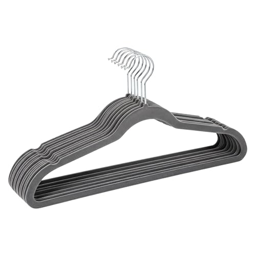 Simplify 10 Super Slim Velvet Huggable Hangers in Grey