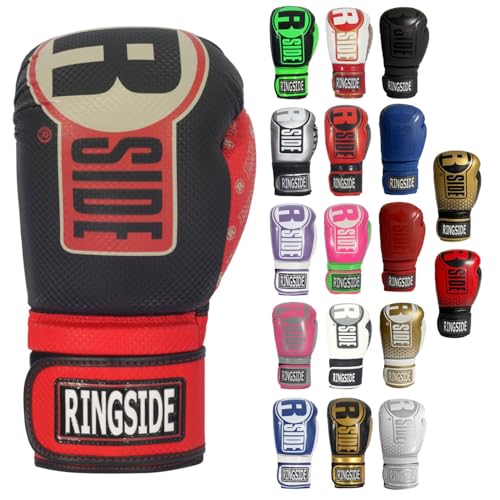 Ringside Apex Bag Gloves, IMF-Tech Synthetic Boxing Gloves with Secure Wrist Support, Ideal for Men and Women, Black and Red, L/XL