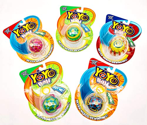 Big Time Toys Yoyo Ball Automatic Return Yoyo, Party Pack of 5, Assorted Colors and Patterns, Never Needs rewinding, New Twist on Old Fun, Enhances Motor Skills and Hand-Eye Coordination
