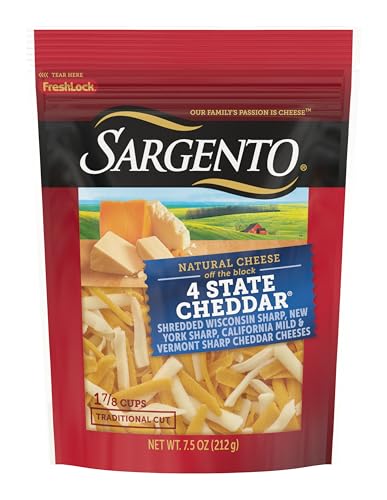 Sargento Natural 4 State Cheddar Shredded Cheese, Traditional Cut, 7.5 oz