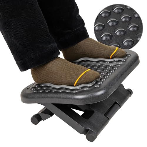 Mind Reader Foot Rest, Under Desk at Work, Ergonomic, Height Adjustable, Office, Plastic, 17"L x 13"W x 6.25&q