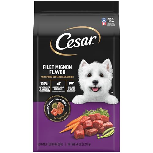 Cesar Small Breed Dry Dog Food Filet Mignon Flavor and Spring Vegetables Garnish, 5 lb. Bag
