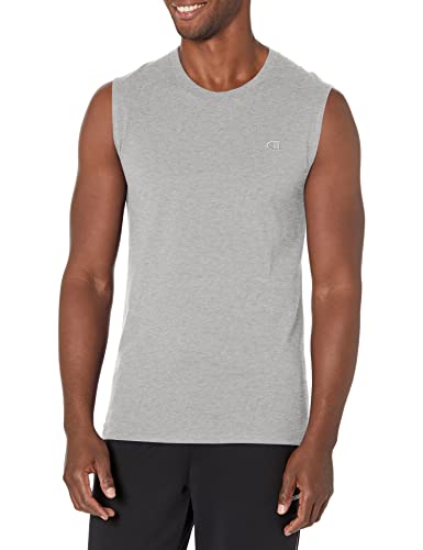 Champion Mens Muscle Tank, Classic Graphic Tee, Sleeveless T-shirt For (Reg. Or Big & Tall), Oxford Gray, X-Large US