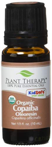 Plant Therapy Copaiba Oleoresin Organic Essential Oil 100% Pure, Undiluted, Natural Aromatherapy for Diffuser & Skin, Therapeutic Grade 10 mL (1/3 oz) Organic Copaiba Oil for Calming, Massage, Candles