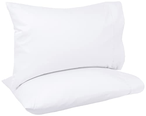 Amazon Basics 400 Thread Count Cotton Pillow Case Standard White Set of 2