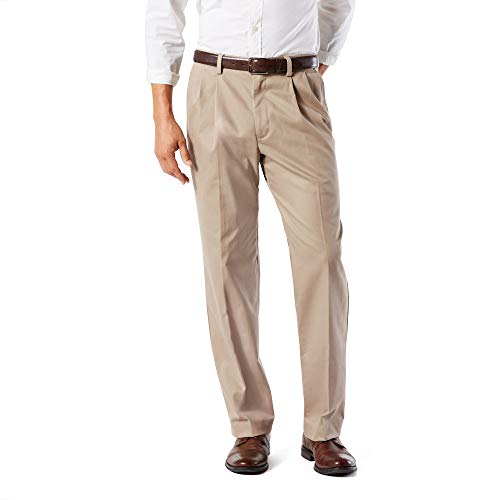 Dockers Men's Classic Fit Easy Khaki Pants-Pleated (Standard and Big & Tall), Timberwolf, 36W x 30L