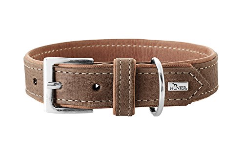 HUNTER Porto Dog Collar Leather Premium Leather Vegetable, Environmentally Friendly, Sustainable, 50 (S-M), Tobacco/Cognac