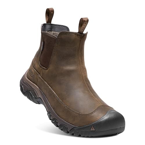 KEEN Men's Anchorage 3 Waterproof Pull On Insulated Snow Boots,Dark Earth/Mulch,10