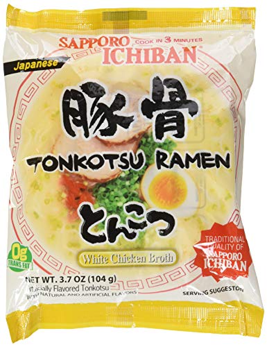 [SAPPORO ICHIBAN] Ramen Noodles, Tonkotsu Flavor, No. 1 Tasting Japanese Instant Noodles 3.5 Oz. (3.7 Ounce (Pack of 24))