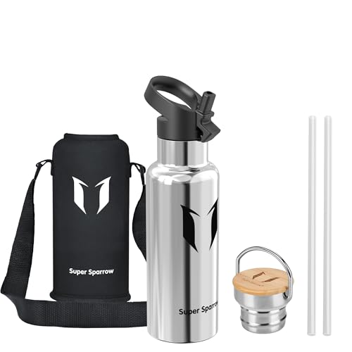 Super Sparrow Botella Agua Acero Inoxidable - Botella Agua Niños - 500ml - Botella Termica Boca Estándar - Sin BPA, para Niños & Adultos, Deporte, Oficina, Yoga, Ciclismo
