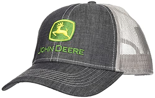 John Deere Men's Denim Twill and Mesh Hat with Embroidered Logo Charcoal
