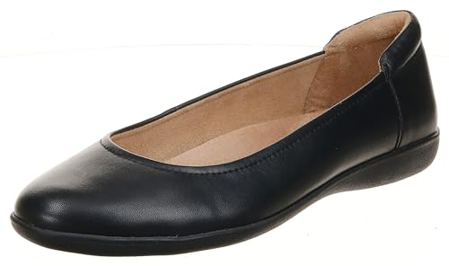 Naturalizer Womens Flexy Comfortable Slip On Round Toe Ballet Flats ,Black Leather,8 M US