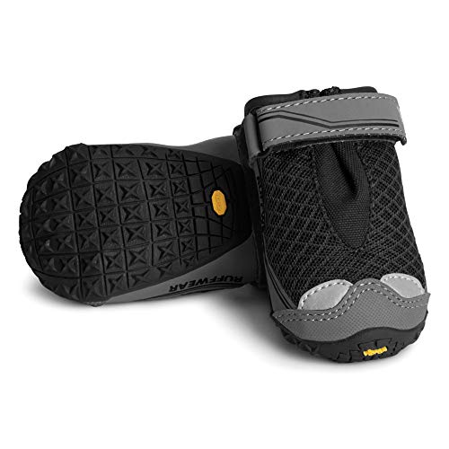 Ruffwear, Grip Trex Dog Shoes, Non-Slip Boots for Hot Pavement & Snow, Weatherproof Paw Protection with Breathable Mesh, Rugged Sole for Hiking, Obsidian Black, 2.00"