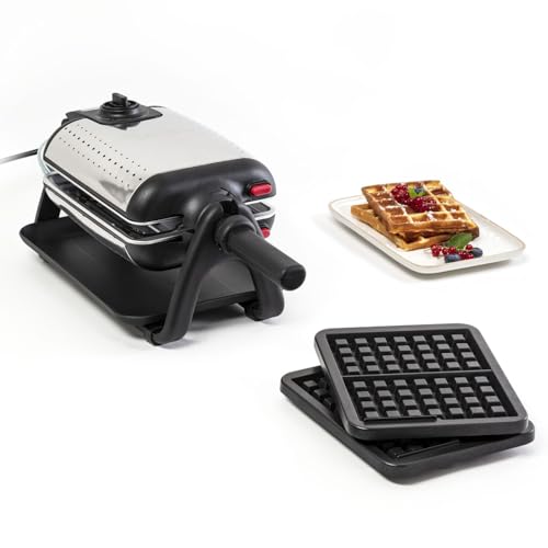 (-30%) Tefal King Size Waffeleisen WM756D, Doppelwaffeleisen für 2 belgische, Dreh-Funktion, antihaftbeschichtete Platten, Dicke Waffeln, Temperaturregler,leichte Reinigung,120W,1L [Energieklasse A+]