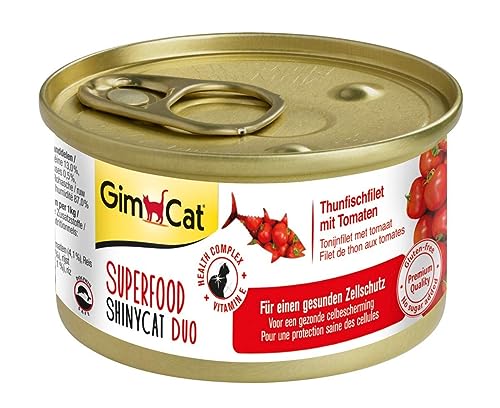 (-22%) GimCat Superfood ShinyCat Duo Thunfisch mit Tomaten - Katzenfutter mit saftigem Filet ohne Zuckerzusatz für ausgewachsene Katzen - 24 Dosen (24 x 70 g)