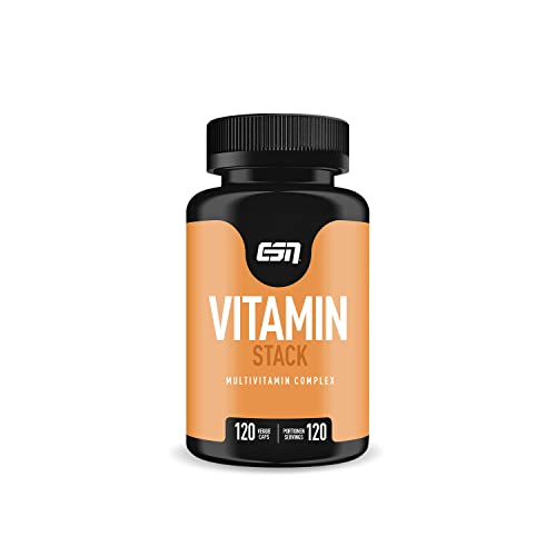 🔥 STARKER PREIS (-45%) ESN Vitamin Stack - Multivitamin-Komplex mit 13 essentiellen Vitaminen - Vitamine A, C, D, E, K und Vitamin B-Komplex - 120 Kapseln, 120 Portionen