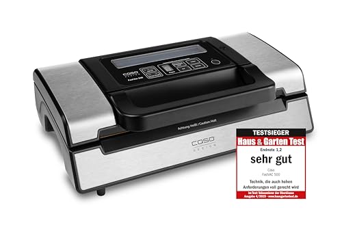 (-25%) CASO FastVac 500 – Gewerbe‑Vakuumierer – 20 L/min Kolbenpumpe – doppelte Schweißnaht – Profi‑Dauerbetrieb – inkl. Folienrollen